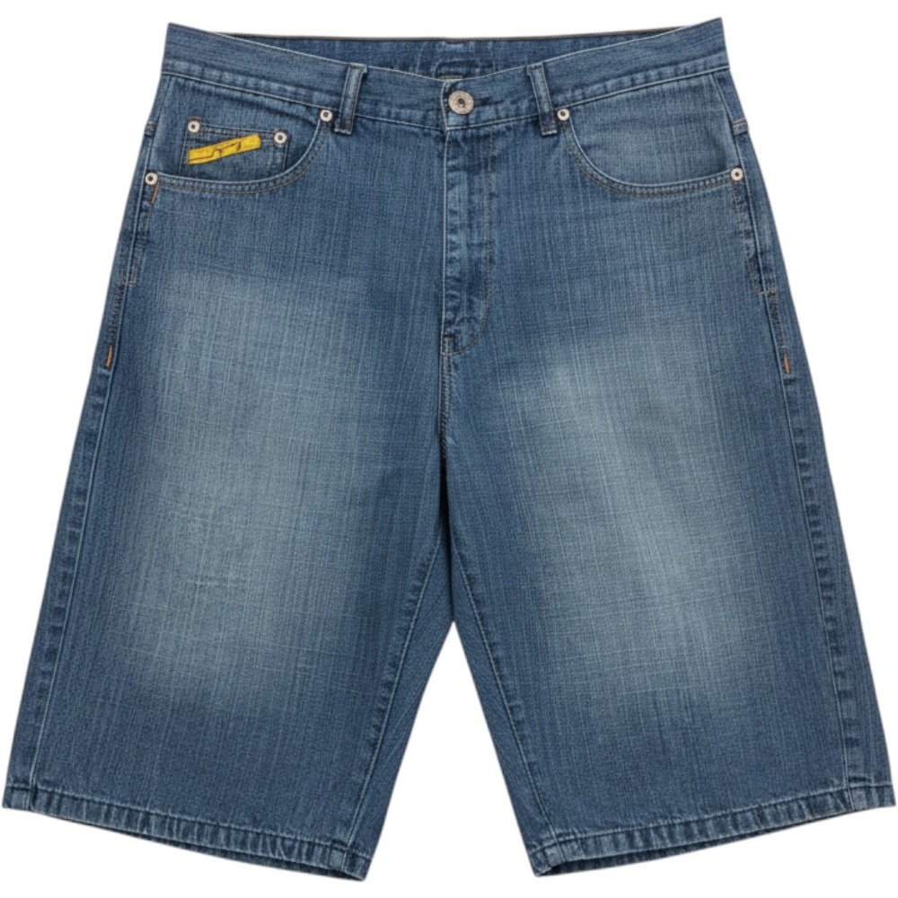 Brooklyn Xpress Baggy Y2K Denim Shorts Mens 36 Embroidered Pocket Hip Hop Skater